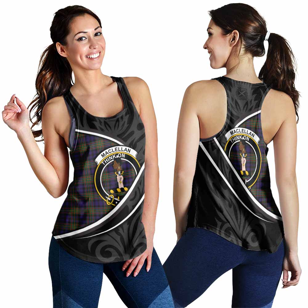 MacLellan (McLellan) Tartan Family Crest Women Racerback Tanks Celtic Scottish Thistle Floral - Tartan Vibes Clothing