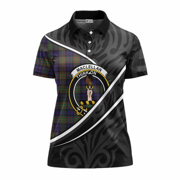MacLellan (McLellan) Tartan Family Crest Women's Polo Shirt Celtic Scottish Thistle Floral