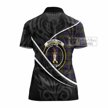 MacLellan (McLellan) Tartan Family Crest Women's Polo Shirt Celtic Scottish Thistle Floral