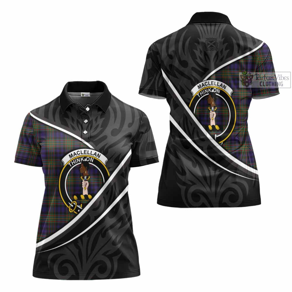 MacLellan (McLellan) Tartan Family Crest Women's Polo Shirt Celtic Scottish Thistle Floral - Tartan Vibes Clothing