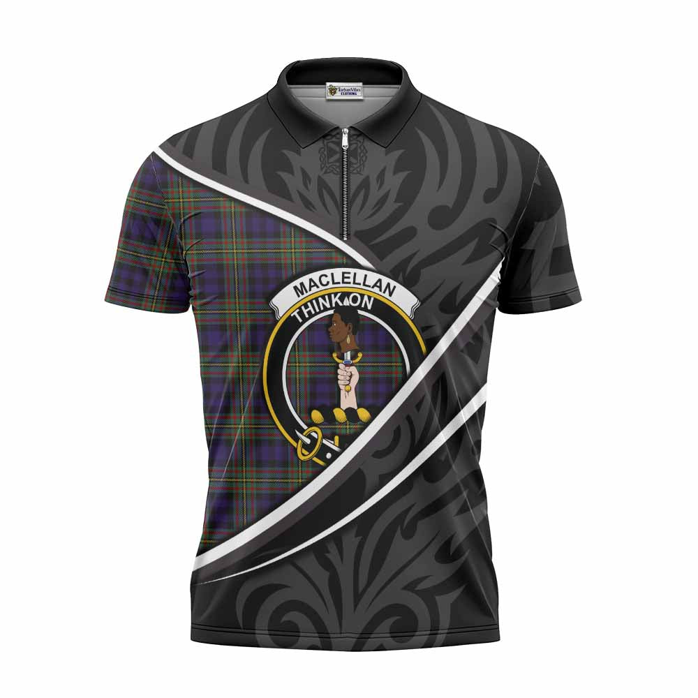 MacLellan (McLellan) Tartan Family Crest Zipper Polo Shirt Celtic Scottish Thistle Floral - Tartan Vibes Clothing