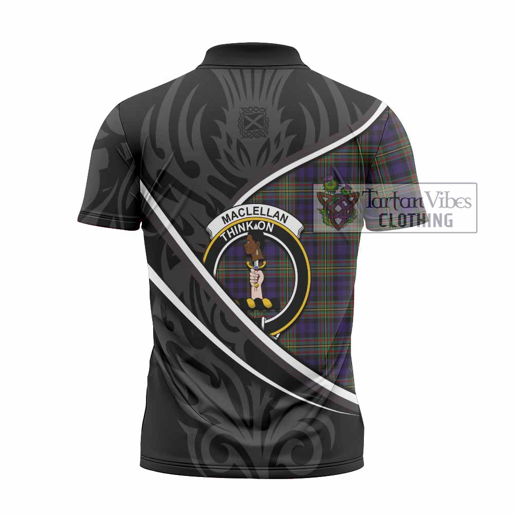 MacLellan (McLellan) Tartan Family Crest Zipper Polo Shirt Celtic Scottish Thistle Floral - Tartan Vibes Clothing
