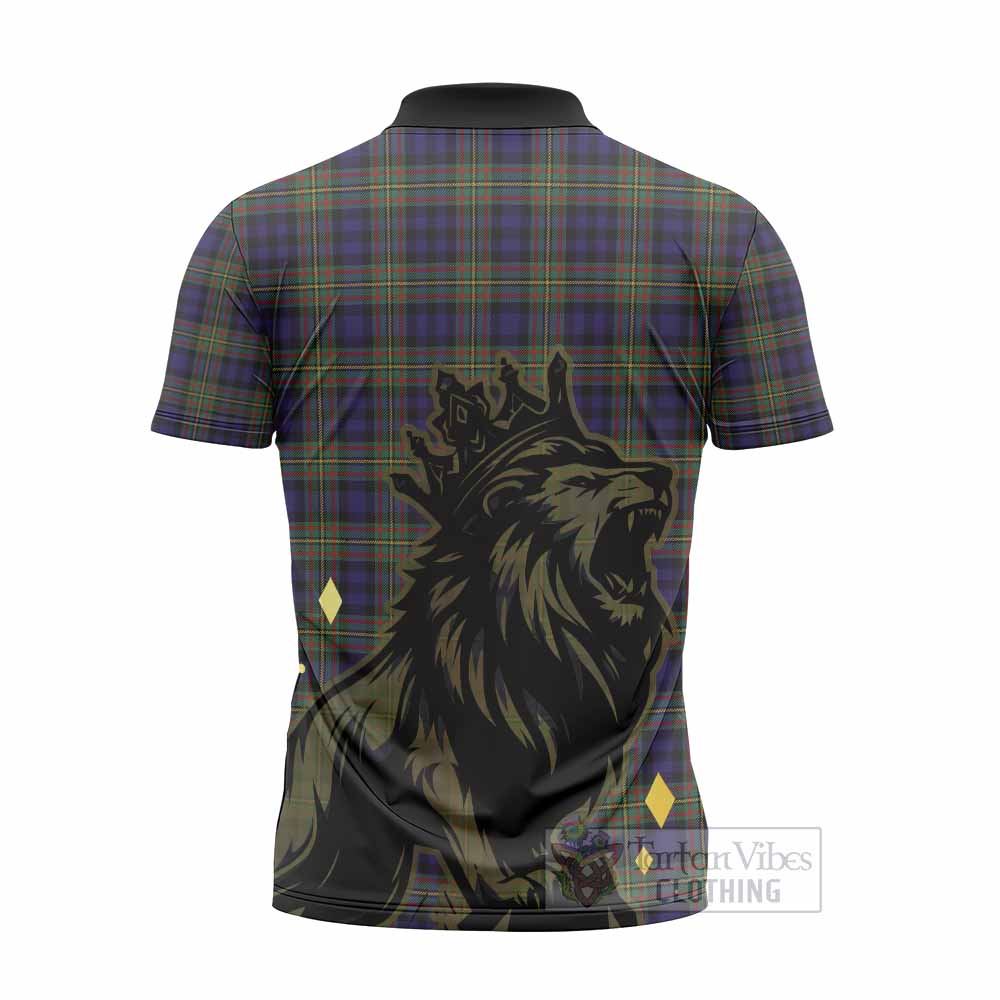 MacLellan (McLellan) Tartan Family Crest Zipper Polo Shirt Crowned Lion Roaring