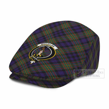 MacLellan (McLellan) Tartan Flat Cap, Jeff Cap Cross Style with Family Crest