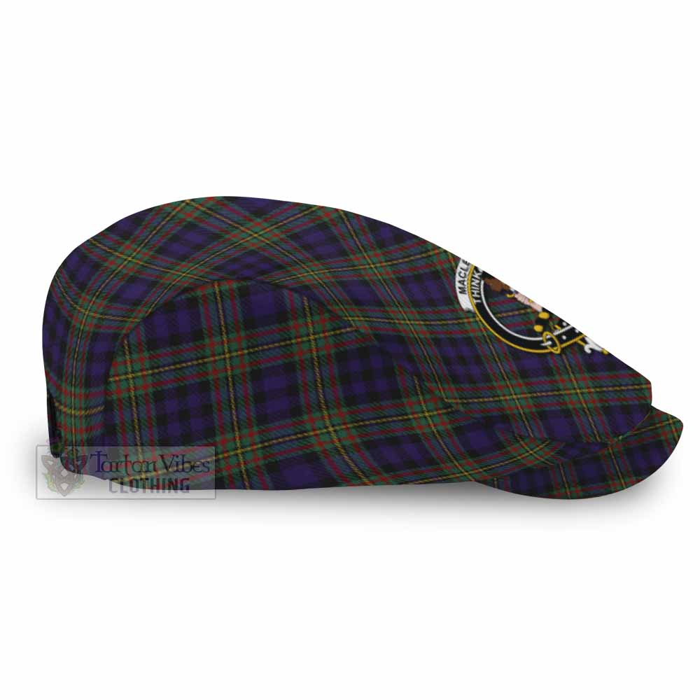 MacLellan (McLellan) Tartan Flat Cap, Jeff Cap Cross Style with Family Crest - Tartan Vibes Clothing