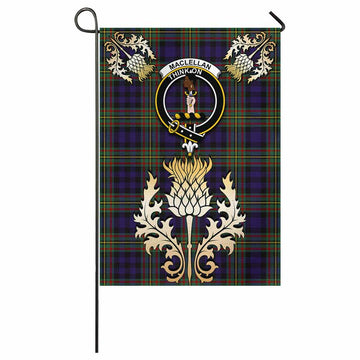 MacLellan (McLellan) Tartan Garden Flag with Golden Regal Scottish Thistle Emblem - Tartan Vibes Clothing