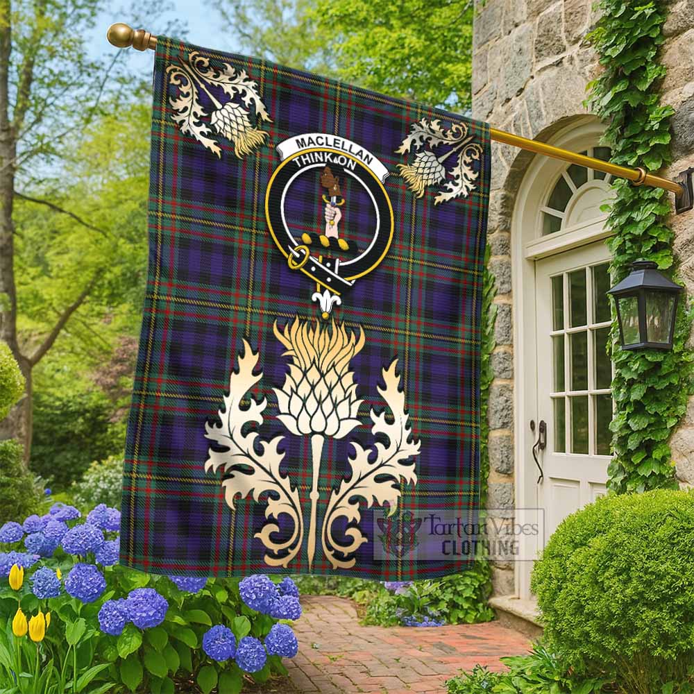 MacLellan (McLellan) Tartan Garden Flag with Golden Regal Scottish Thistle Emblem - Tartan Vibes Clothing