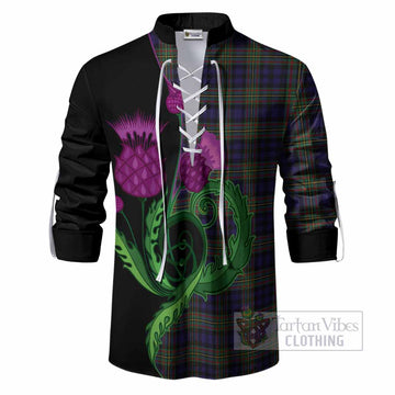 MacLellan (McLellan) Tartan Ghillie Shirt Traditional Scottish Thistle