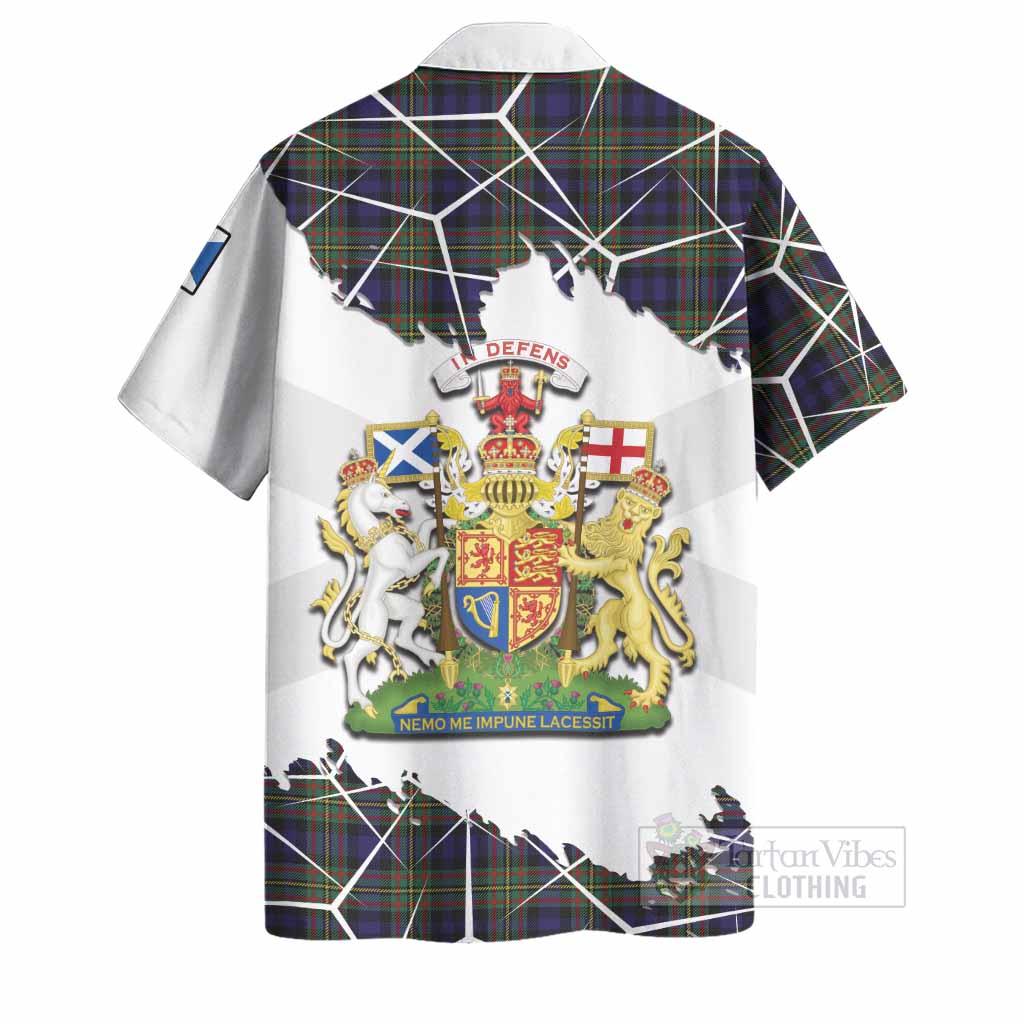 MacLellan (McLellan) Tartan Hawaiian Shirt with Family Crest and Lion Rampant Grunge Style
