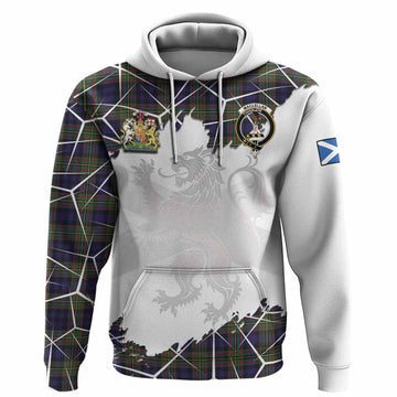MacLellan (McLellan) Tartan Hoodie with Family Crest and Lion Rampant Grunge Style