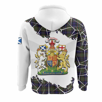 MacLellan (McLellan) Tartan Hoodie with Family Crest and Lion Rampant Grunge Style