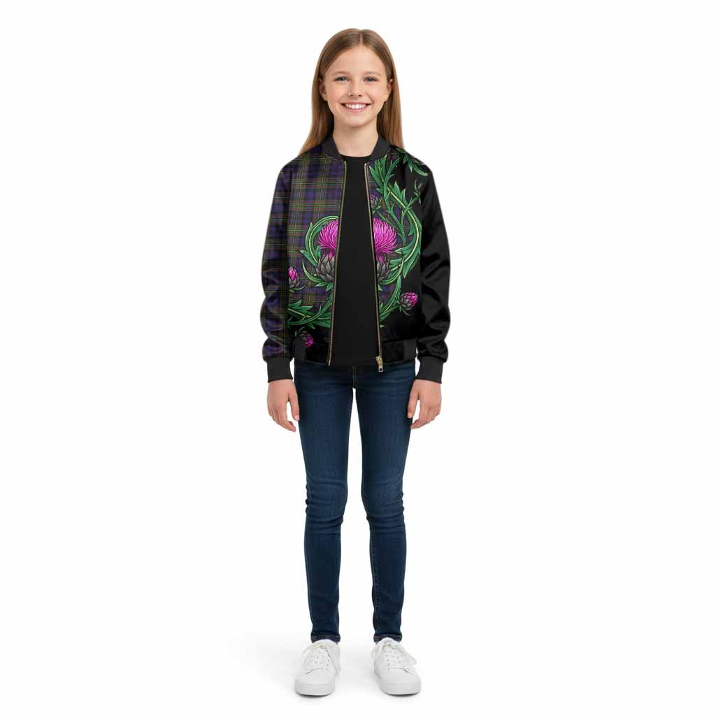 MacLellan (McLellan) Tartan Kid Bomber Jacket Resilient Scottish Thistle - Tartan Vibes Clothing