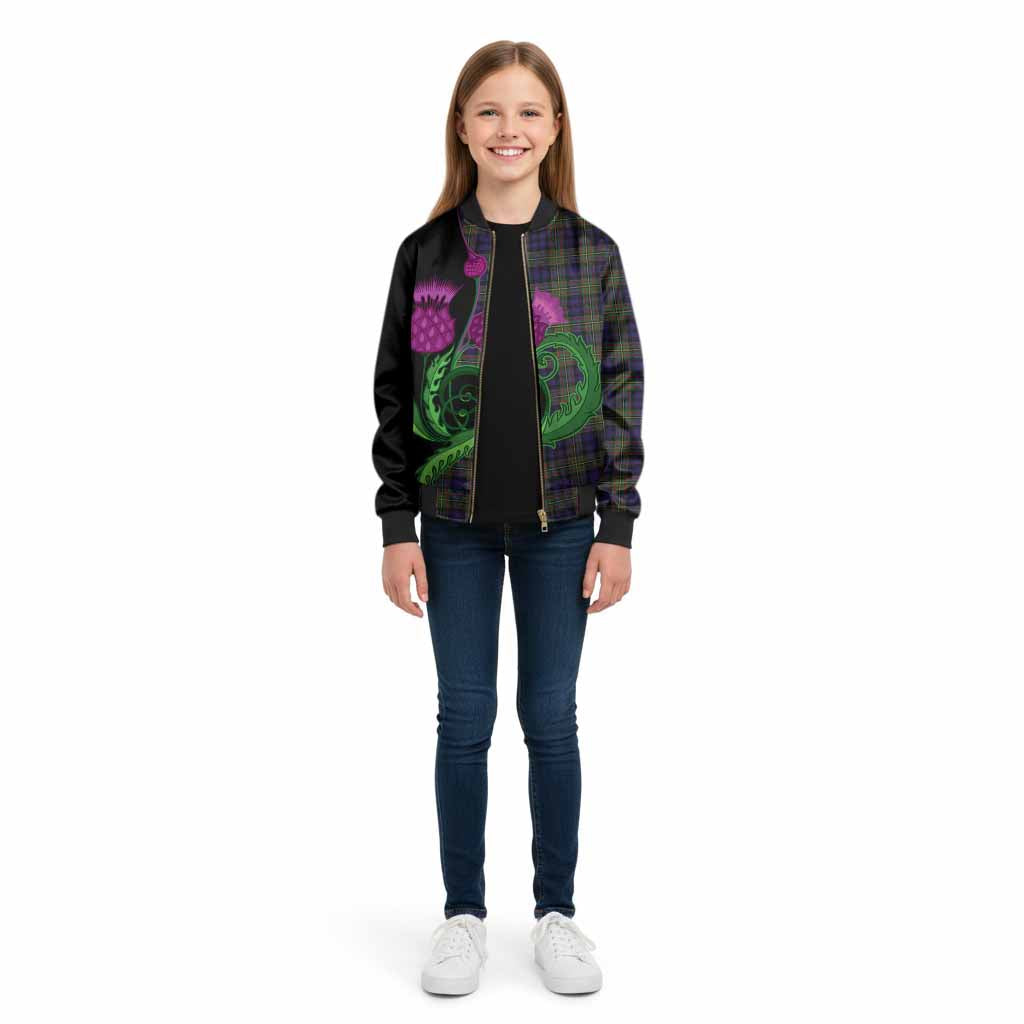 MacLellan (McLellan) Tartan Kid Bomber Jacket Traditional Scottish Thistle