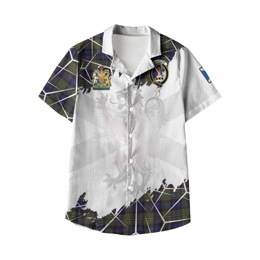 MacLellan (McLellan) Tartan Kid Hawaiian Shirt with Family Crest and Lion Rampant Grunge Style