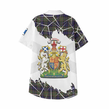 MacLellan (McLellan) Tartan Kid Hawaiian Shirt with Family Crest and Lion Rampant Grunge Style
