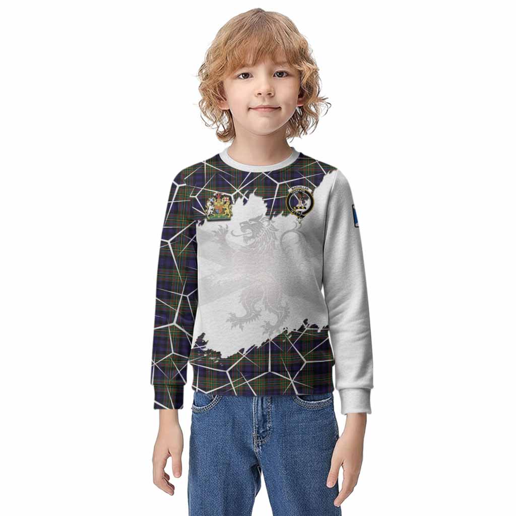 MacLellan (McLellan) Tartan Kid Knitted Sweatshirt with Family Crest and Lion Rampant Grunge Style