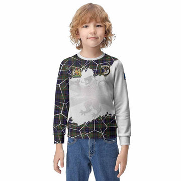 MacLellan (McLellan) Tartan Kid Knitted Sweatshirt with Family Crest and Lion Rampant Grunge Style
