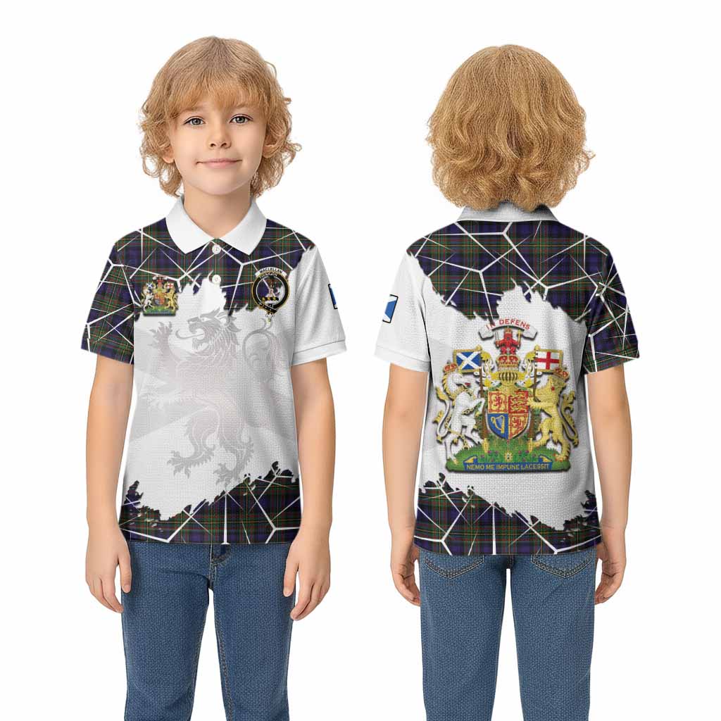 MacLellan (McLellan) Tartan Kid Polo Shirt with Family Crest and Lion Rampant Grunge Style