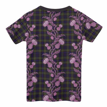 MacLellan (McLellan) Tartan Kid T-shirt Seamless Scottish Thistle Flowers