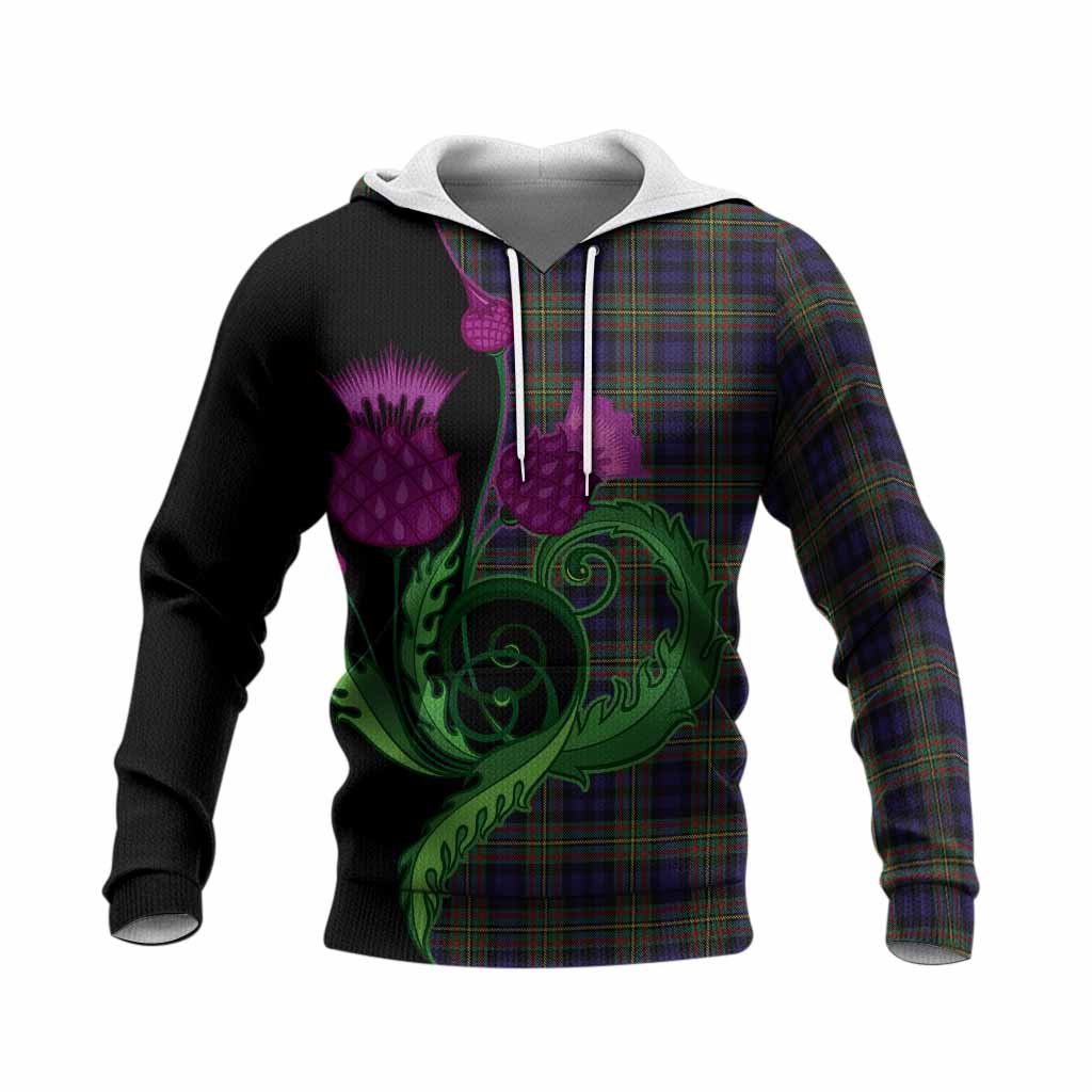 MacLellan (McLellan) Tartan Knitted Hoodie Traditional Scottish Thistle