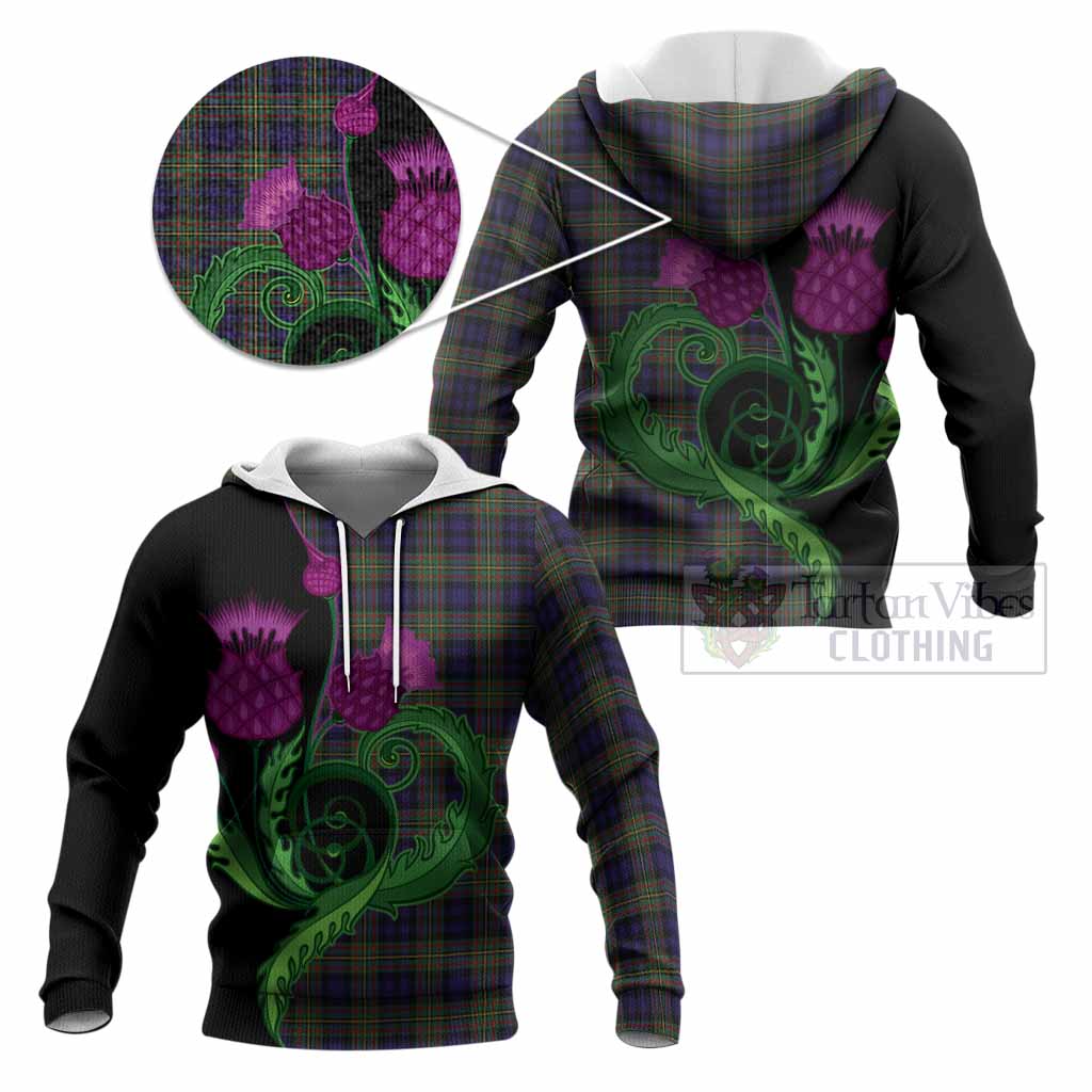 MacLellan (McLellan) Tartan Knitted Hoodie Traditional Scottish Thistle