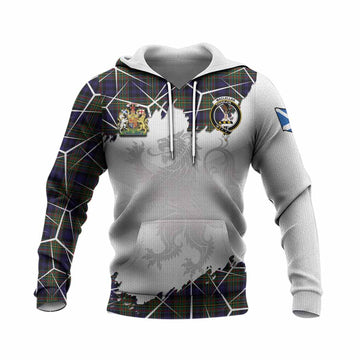 MacLellan (McLellan) Tartan Knitted Hoodie with Family Crest and Lion Rampant Grunge Style