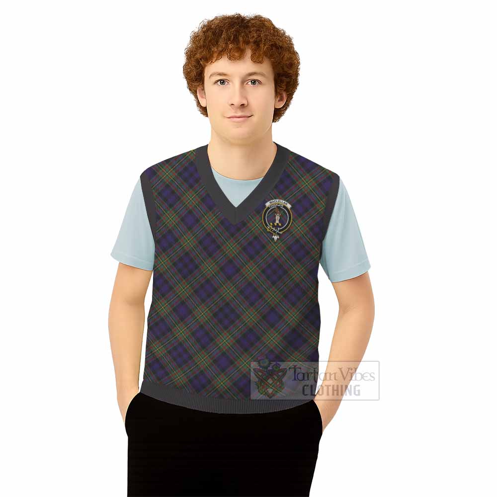 MacLellan (McLellan) Tartan Knitted V-Neck Vest with Family Crest Cross Style