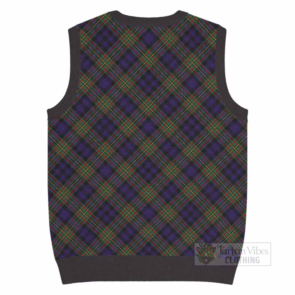 MacLellan (McLellan) Tartan Knitted V-Neck Vest with Family Crest Cross Style