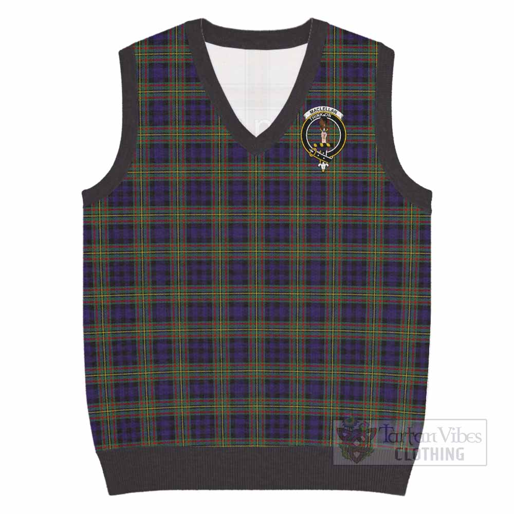 MacLellan (McLellan) Tartan Knitted V-Neck Vest with Family Crest - Tartan Vibes Clothing