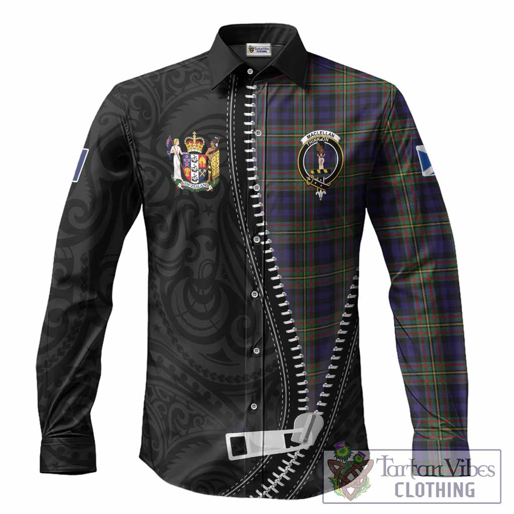 MacLellan (McLellan) Tartan Long Sleeve Button Shirts New Zealand Pattern Unique Zipper Stylized