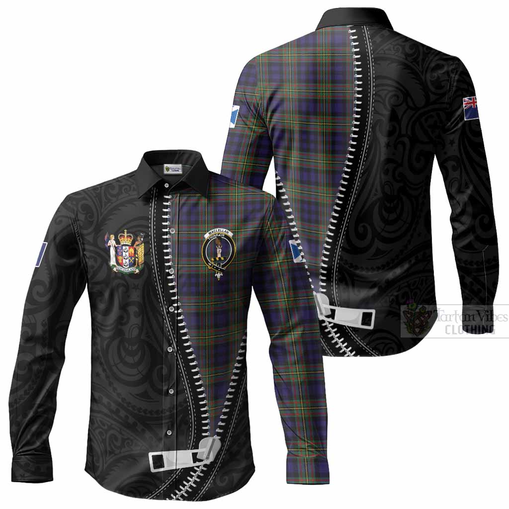 MacLellan (McLellan) Tartan Long Sleeve Button Shirts New Zealand Pattern Unique Zipper Stylized