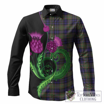 MacLellan (McLellan) Tartan Long Sleeve Button Shirts Traditional Scottish Thistle
