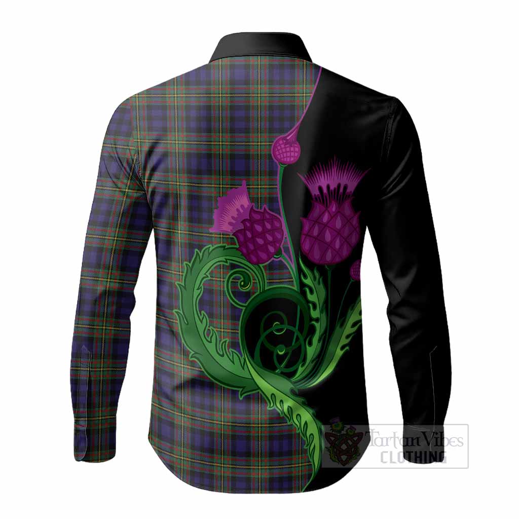 MacLellan (McLellan) Tartan Long Sleeve Button Shirts Traditional Scottish Thistle