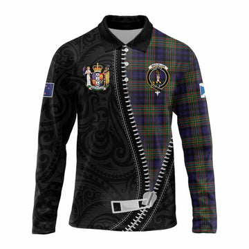 MacLellan (McLellan) Tartan Long Sleeve Polo Shirt New Zealand Pattern Unique Zipper Stylized