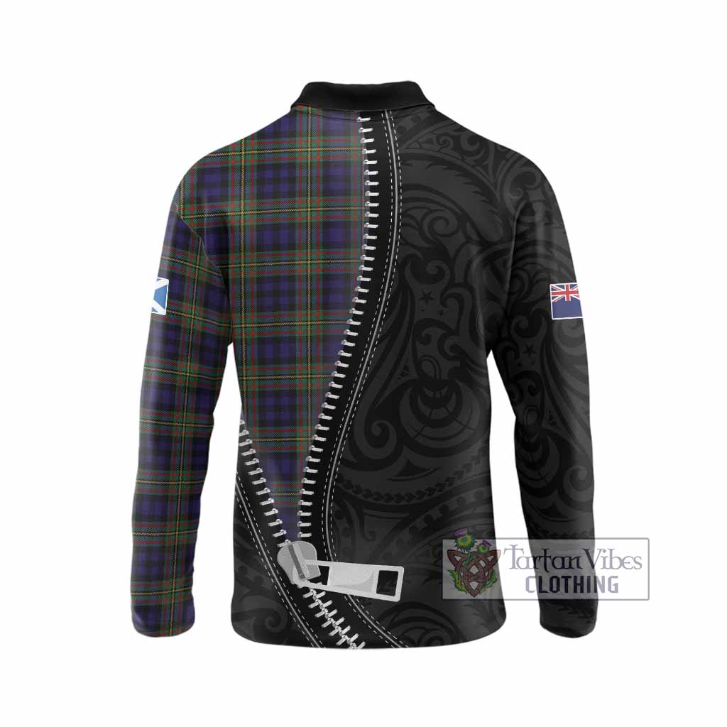 MacLellan (McLellan) Tartan Long Sleeve Polo Shirt New Zealand Pattern Unique Zipper Stylized