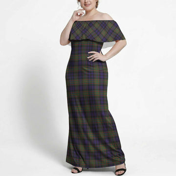MacLellan (McLellan) Tartan Off Shoulder Ruffle Maxi Dress