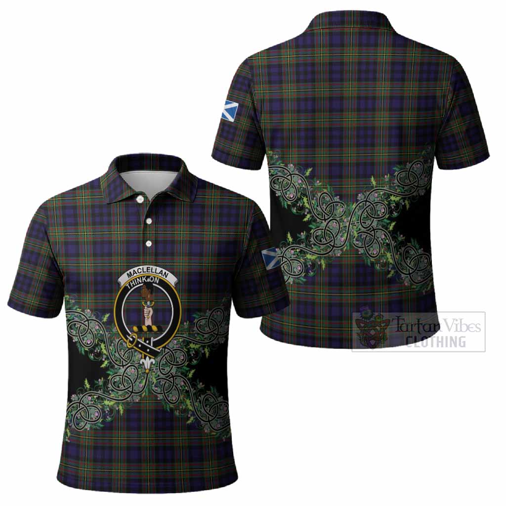 MacLellan (McLellan) Tartan Polo Shirt Thistle Scottish Spirit
