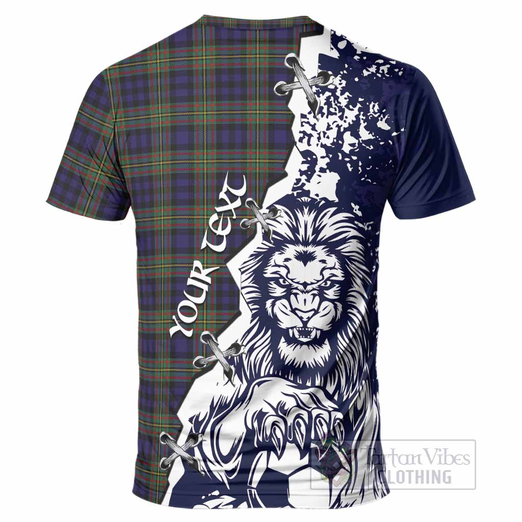 MacLellan (McLellan) Tartan Scottish T-Shirt Angry Lion With Soccer Ball Style