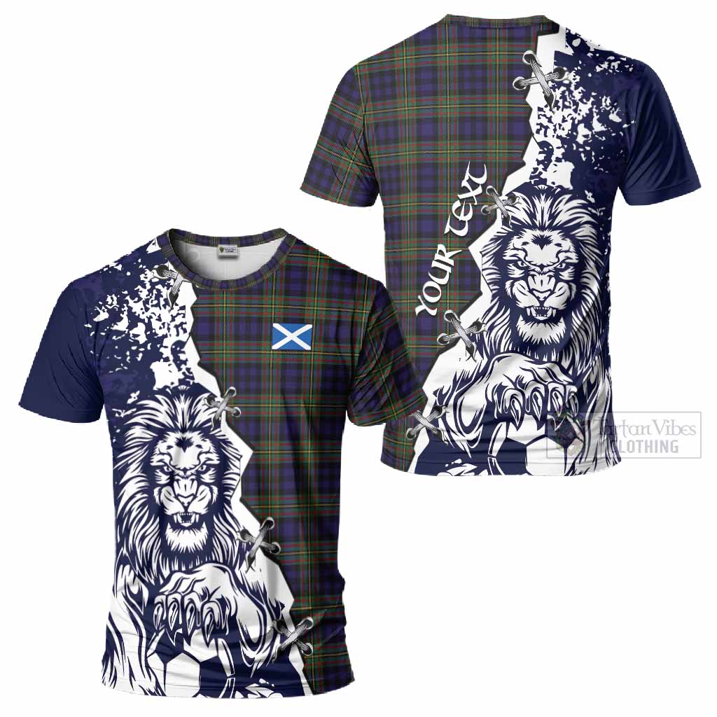 MacLellan (McLellan) Tartan Scottish T-Shirt Angry Lion With Soccer Ball Style