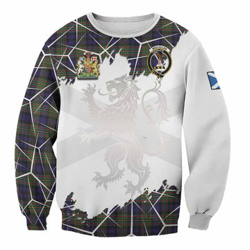 MacLellan (McLellan) Tartan Sweatshirt with Family Crest and Lion Rampant Grunge Style