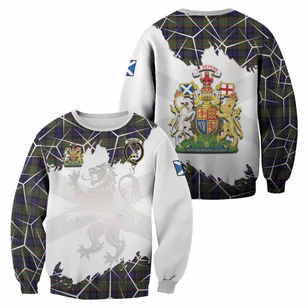MacLellan (McLellan) Tartan Sweatshirt with Family Crest and Lion Rampant Grunge Style