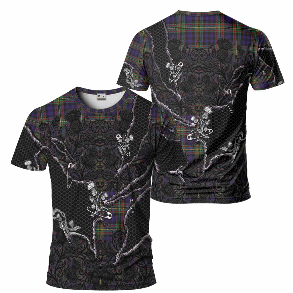 MacLellan (McLellan) Tartan Thistle Dark Gothic T-Shirt - Tartan Vibes Clothing