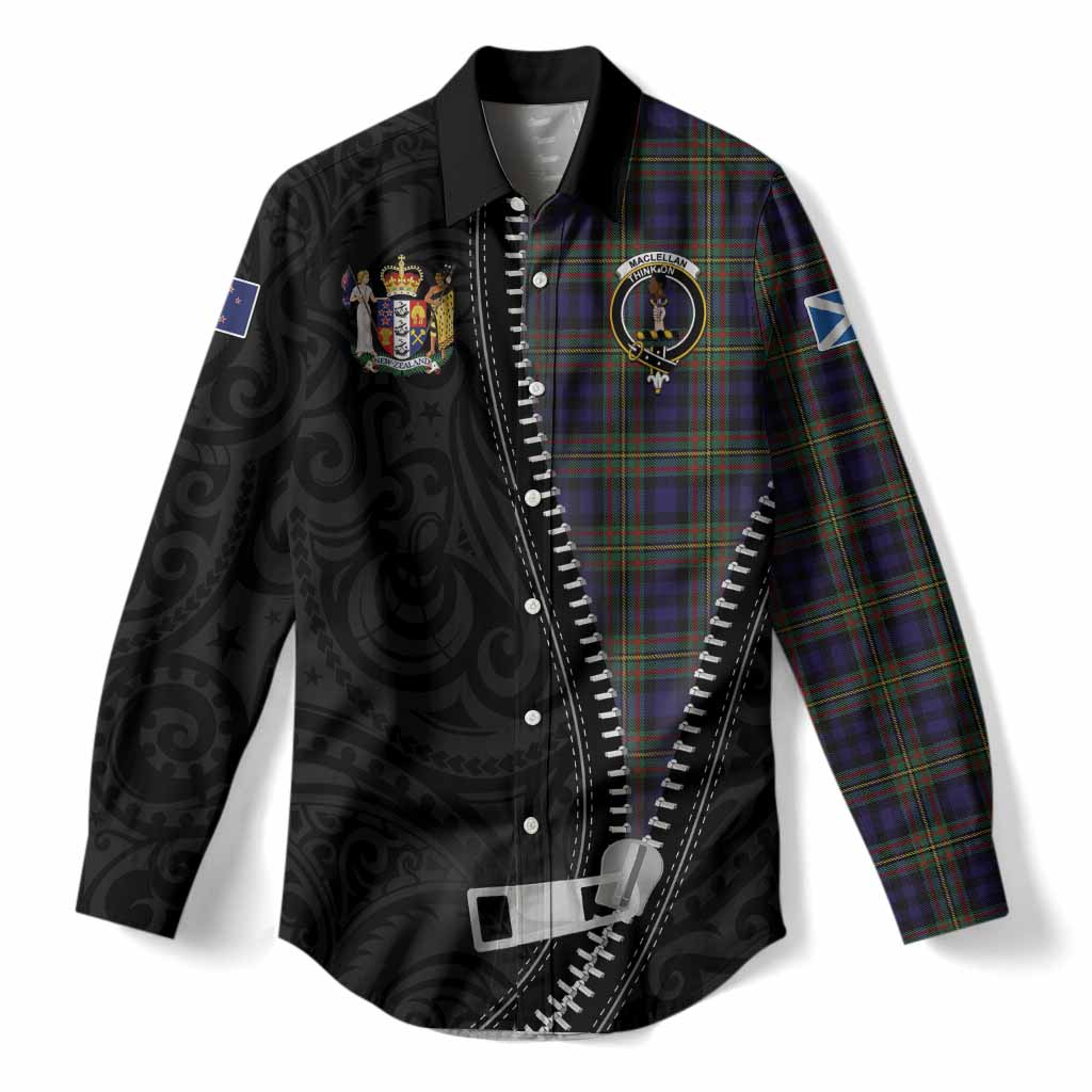 MacLellan (McLellan) Tartan Women Casual Shirt New Zealand Pattern Unique Zipper Stylized