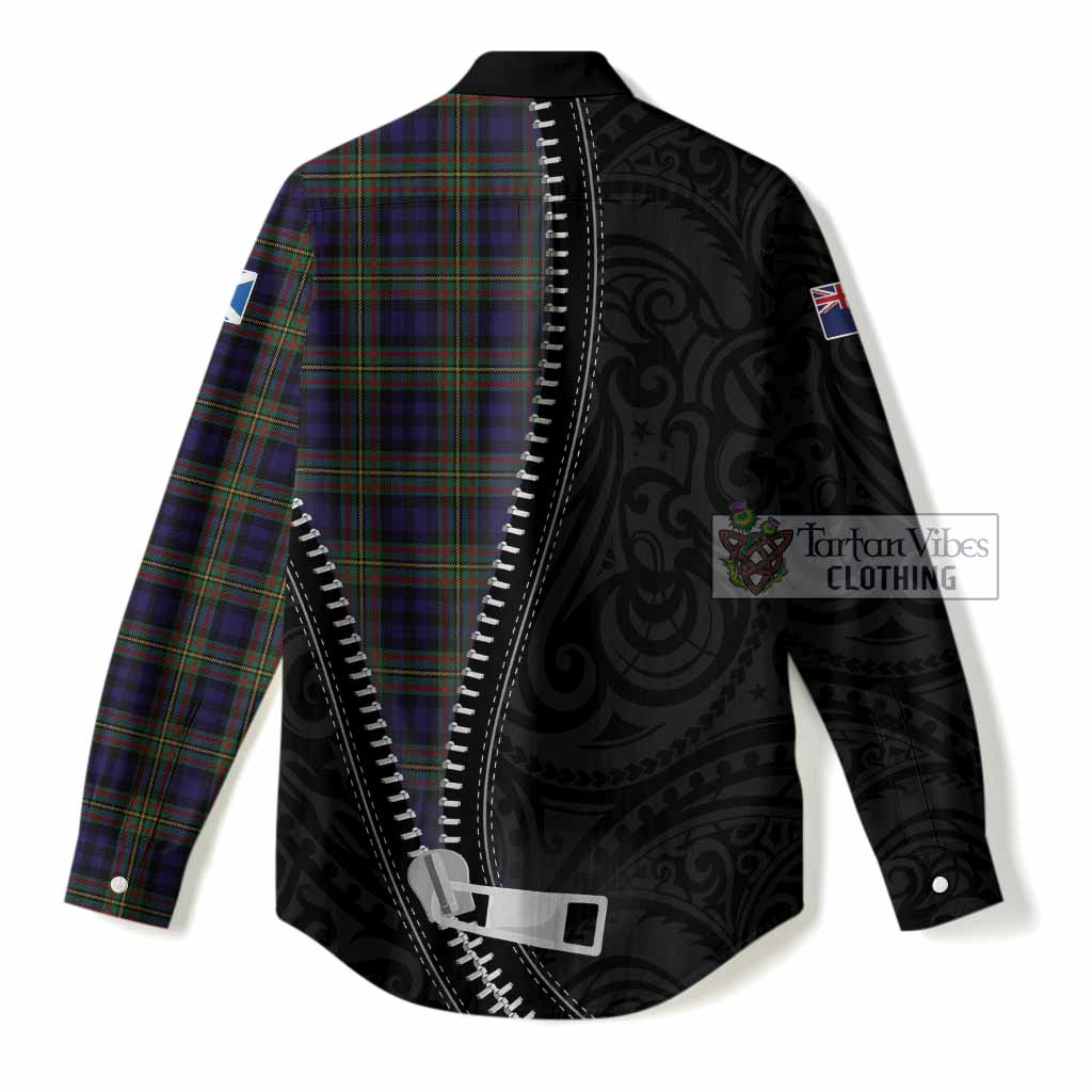 MacLellan (McLellan) Tartan Women Casual Shirt New Zealand Pattern Unique Zipper Stylized
