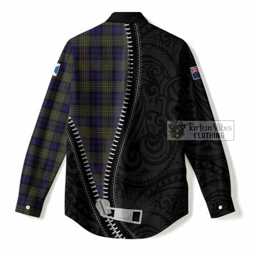 MacLellan (McLellan) Tartan Women Casual Shirt New Zealand Pattern Unique Zipper Stylized