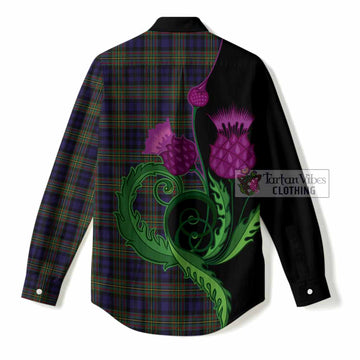 MacLellan (McLellan) Tartan Women Casual Shirt Traditional Scottish Thistle