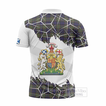 MacLellan (McLellan) Tartan Zipper Polo Shirt with Family Crest and Lion Rampant Grunge Style