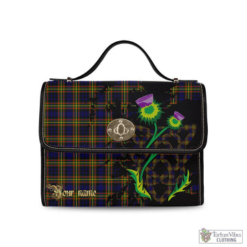 MacLellan Modern Tartan Waterproof Canvas Bag with Scotland Map and Thistle Celtic Accents