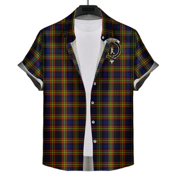 MacLellan Modern Tartan Short Sleeve Button Down Shirt with Family Crest