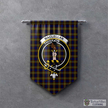MacLellan Modern Tartan Gonfalon, Tartan Banner with Family Crest
